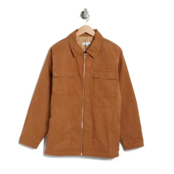 Good American Chore Dropped Shoulder Utility Jacket in Camel Brown Size 1X NWT - Picture 9 of 9